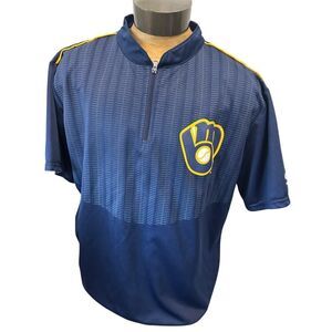 Milwaukee Brewers Batting Practice Jersey Mens XXL Promotional Half Zip